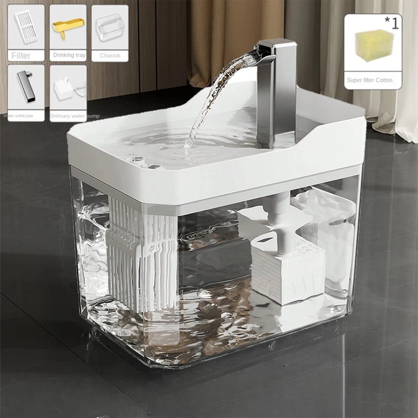 Cat Water Fountain with Auto-Filter Pump
