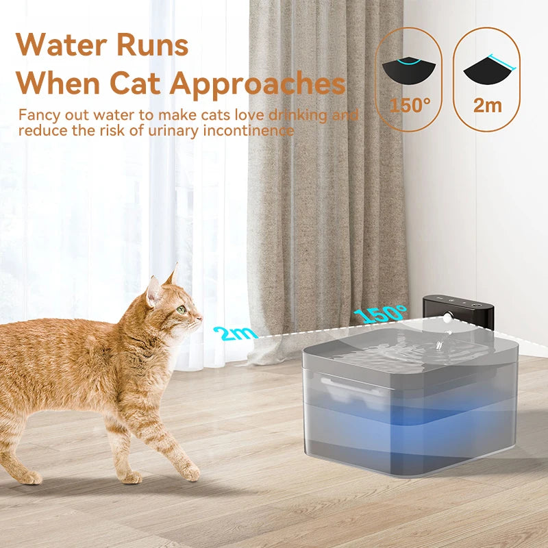Wireless Automatic Cat Water Fountain – 2600mAh Smart Pet Water Dispenser with Infrared Sensor